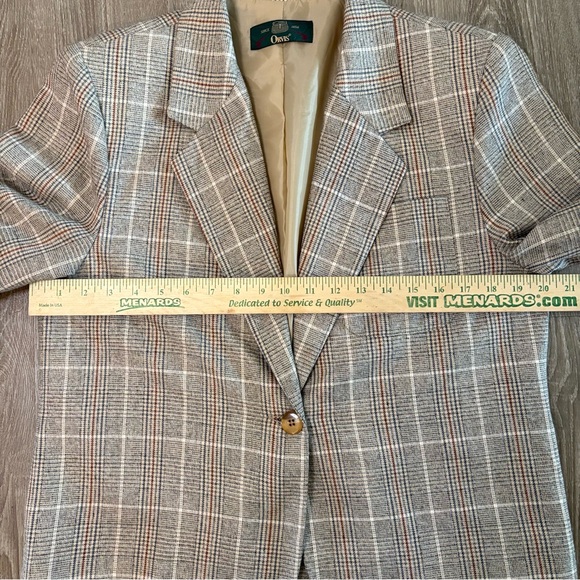 Vintage Orvis Glen Plaid Blazer Women’s Medium | Tan Brown Check Jacket - Picture 5 of 14